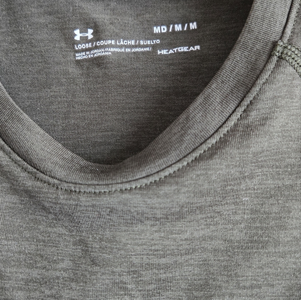 Under Armour Men's Tech Tee Army Green Short Sleeve T-Shirt Heatgear Size M - Picture 3 of 8